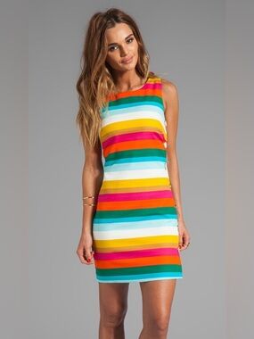Trina Turk Revolve Skooters Stripe Cotton Emmie Multicolor Sleeveless Mini Dress